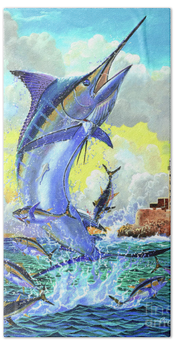 Fishing Bath Towel featuring the painting Havana by Carey Chen