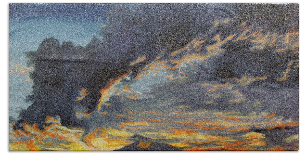Sunset Bath Towel featuring the painting Hawcreek 7.11 by Stuart Engel