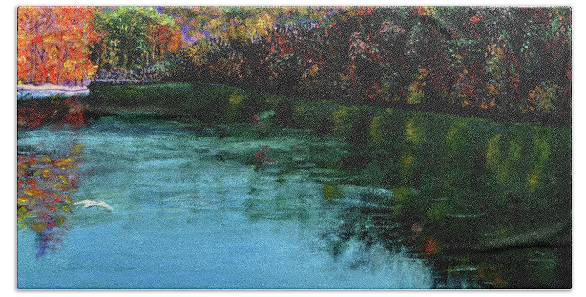 Lake Hand Towel featuring the painting Hdemo1 by Stan Hamilton