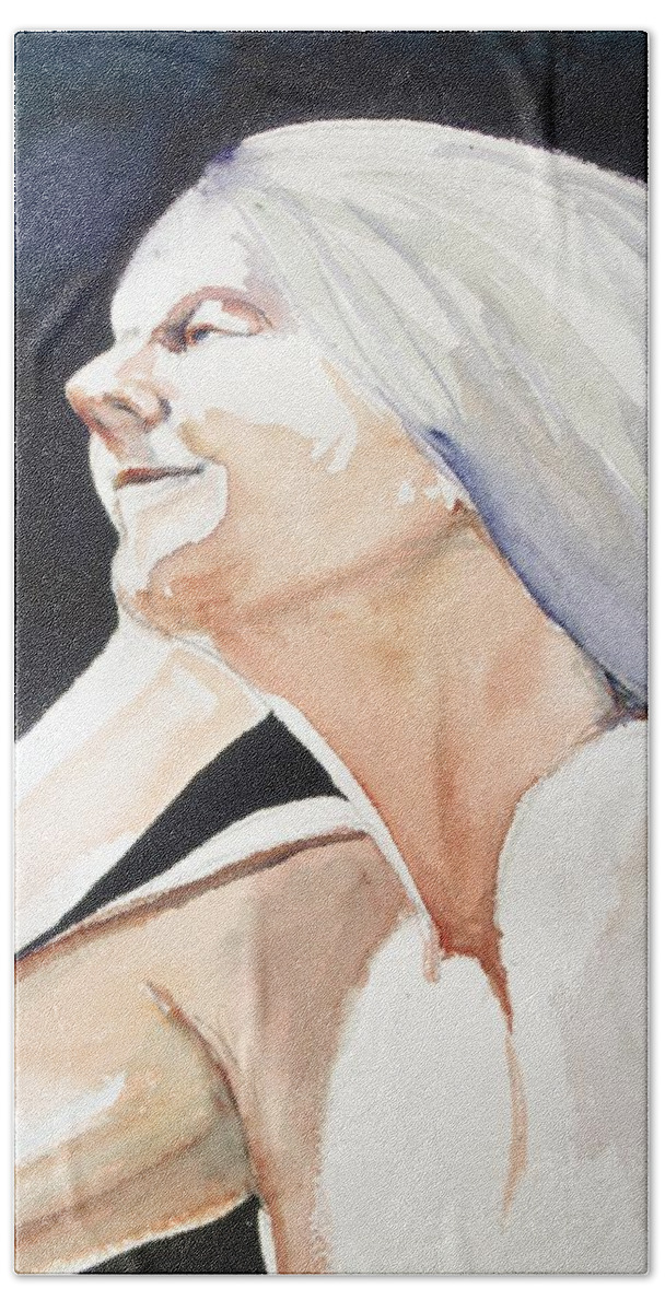Close-up Hand Towel featuring the painting Head Study 2 by Barbara Pease