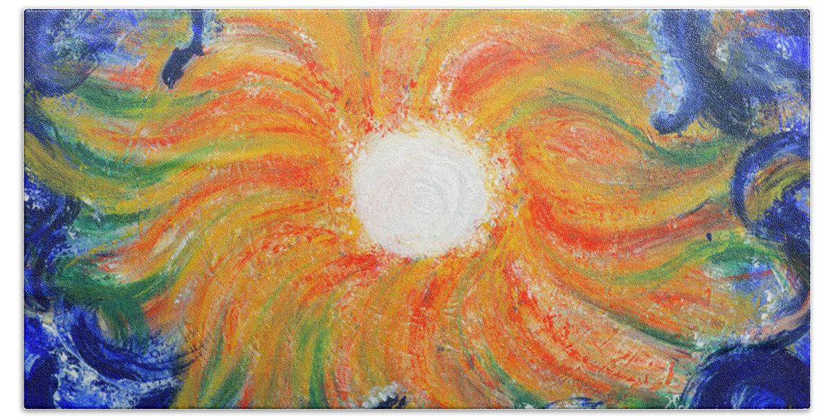 Sun Bath Towel featuring the painting Healing sun by Heidi Sieber
