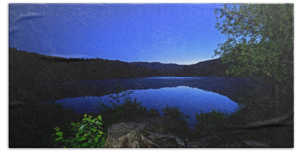 Heart Bath Towel featuring the photograph Heart Lake at Twilight Adirondack Loj North Elba New York NY by Toby McGuire