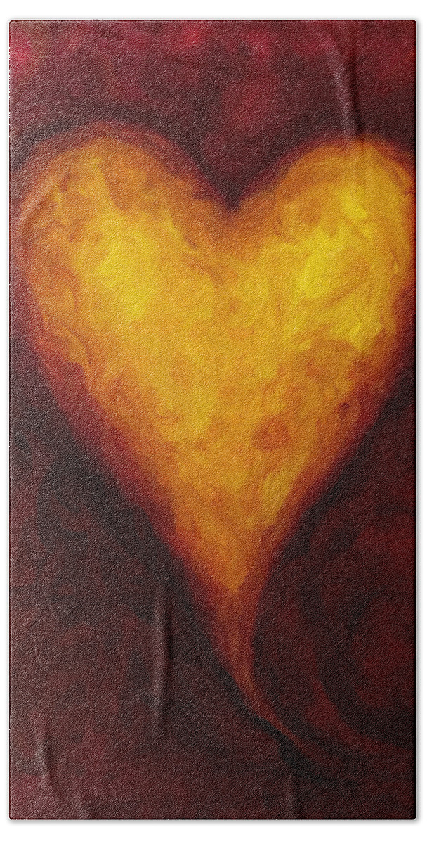 Heart Hand Towel featuring the painting Heart of Gold 1 by Shannon Grissom