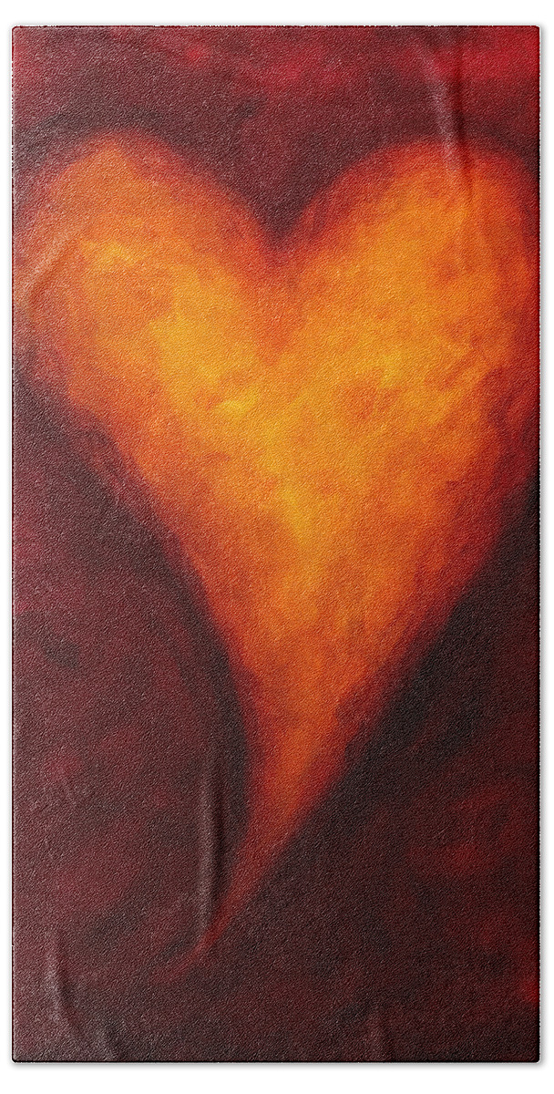 Heart Hand Towel featuring the painting Heart of Gold 2 by Shannon Grissom