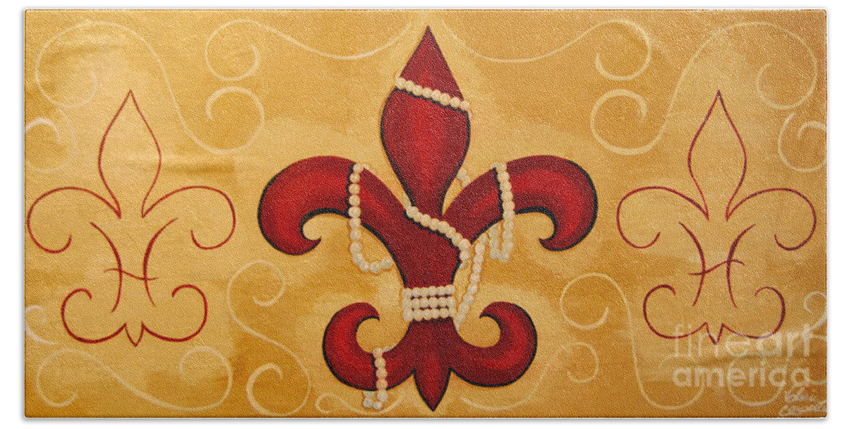 Fleur De Lis Hand Towel featuring the painting Heart of New Orleans by Valerie Carpenter