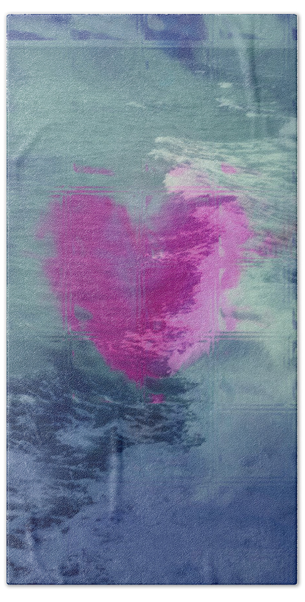 Hearts Hand Towel featuring the digital art Heart waves by Linda Sannuti