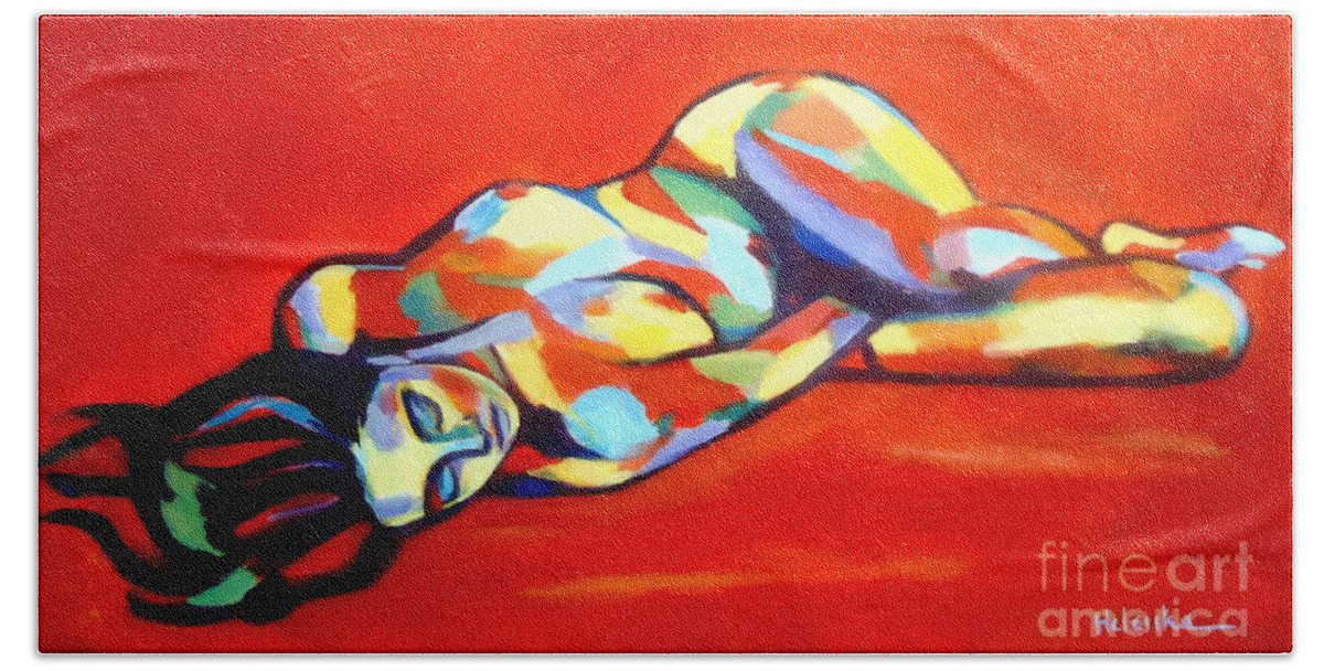 Affordable Paintings For Sale Bath Towel featuring the painting Heat by Helena Wierzbicki