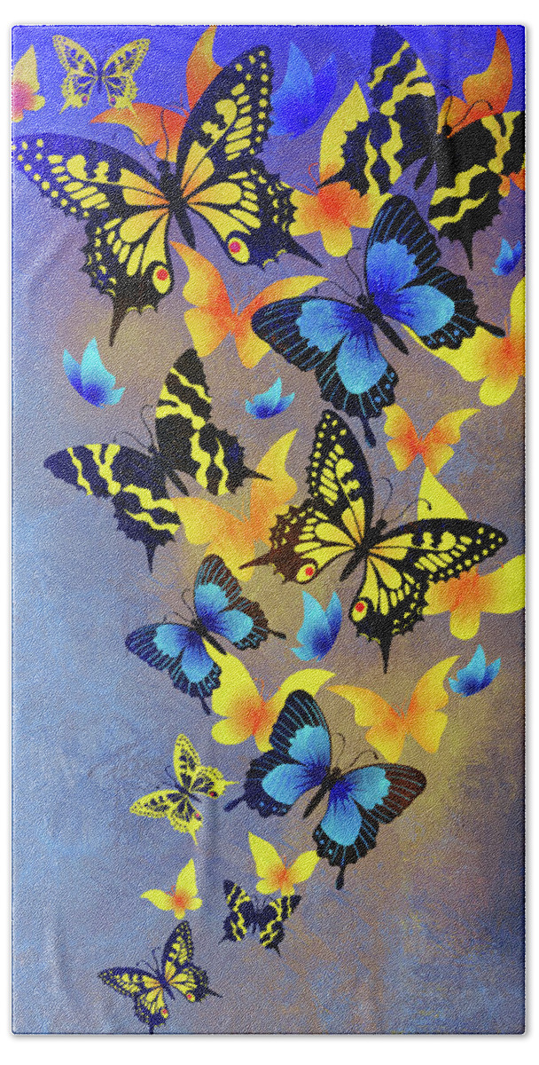 Heavenly Butterflies Bath Towel featuring the mixed media Heavenly Butterflies Contemporary Art by Georgiana Romanovna
