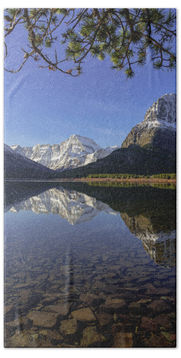 Swiftcurrent Lake Hand Towel featuring the photograph Heaven's Gate by Jack Bell
