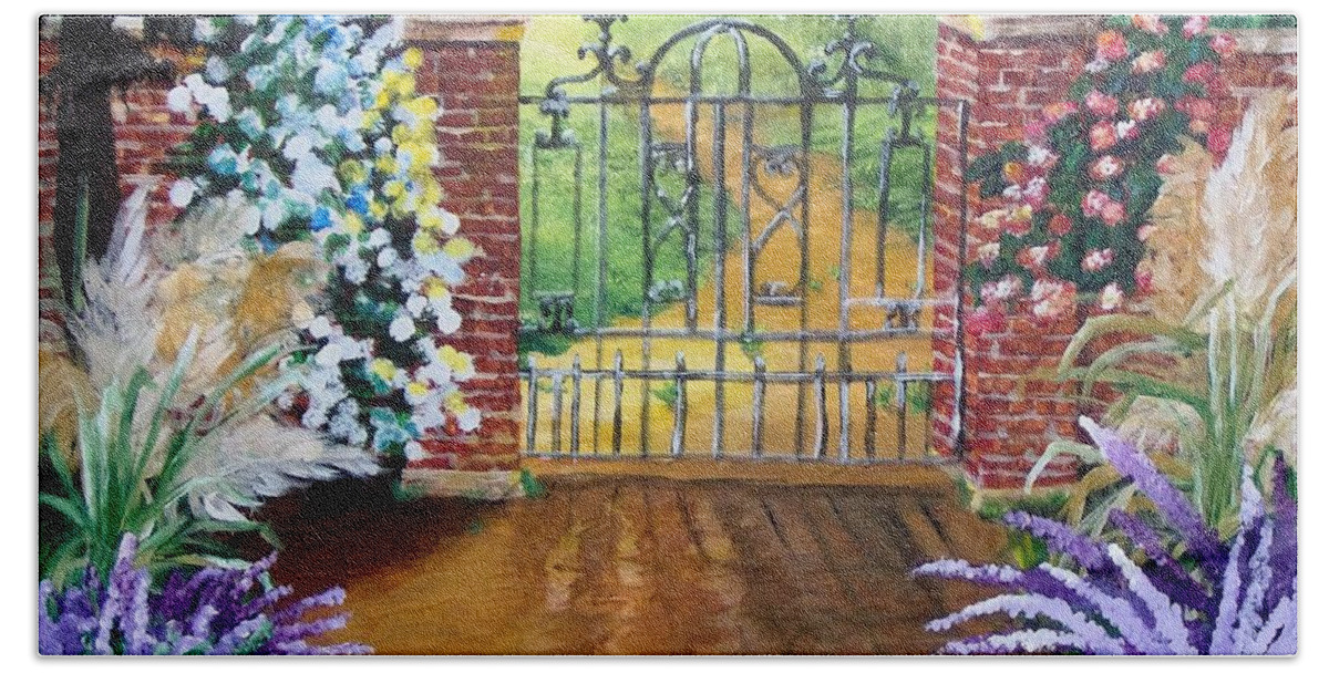 Gate Hand Towel featuring the Heaven's Gate by Saundra Johnson