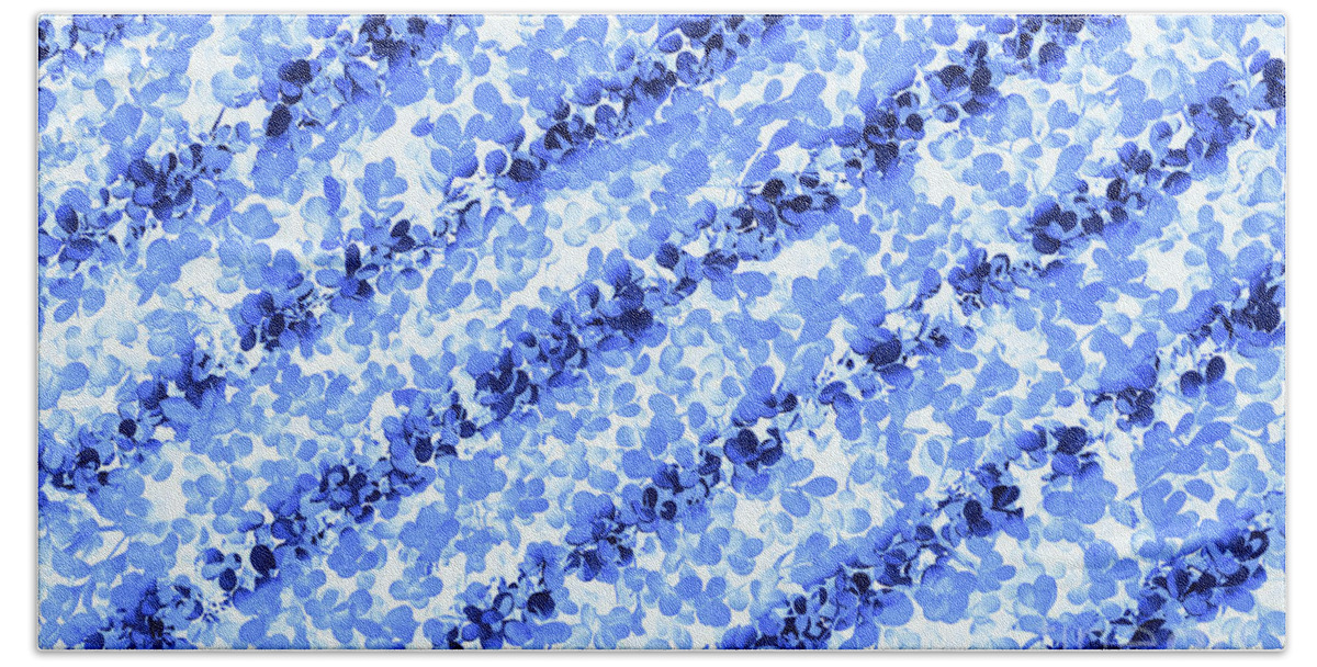 Abstract Bath Towel featuring the photograph Hedge with Blue Light Paterns by Jim Corwin