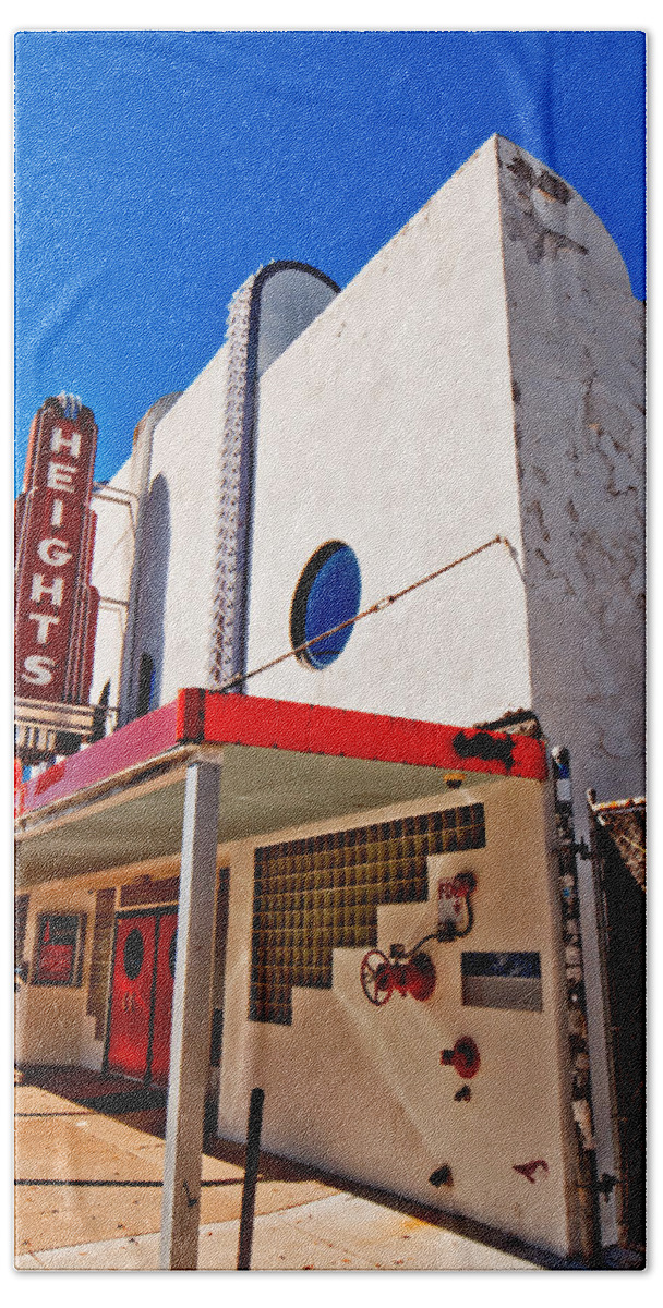 Houston Hand Towel featuring the photograph Heights Movie Theater by Linda Unger