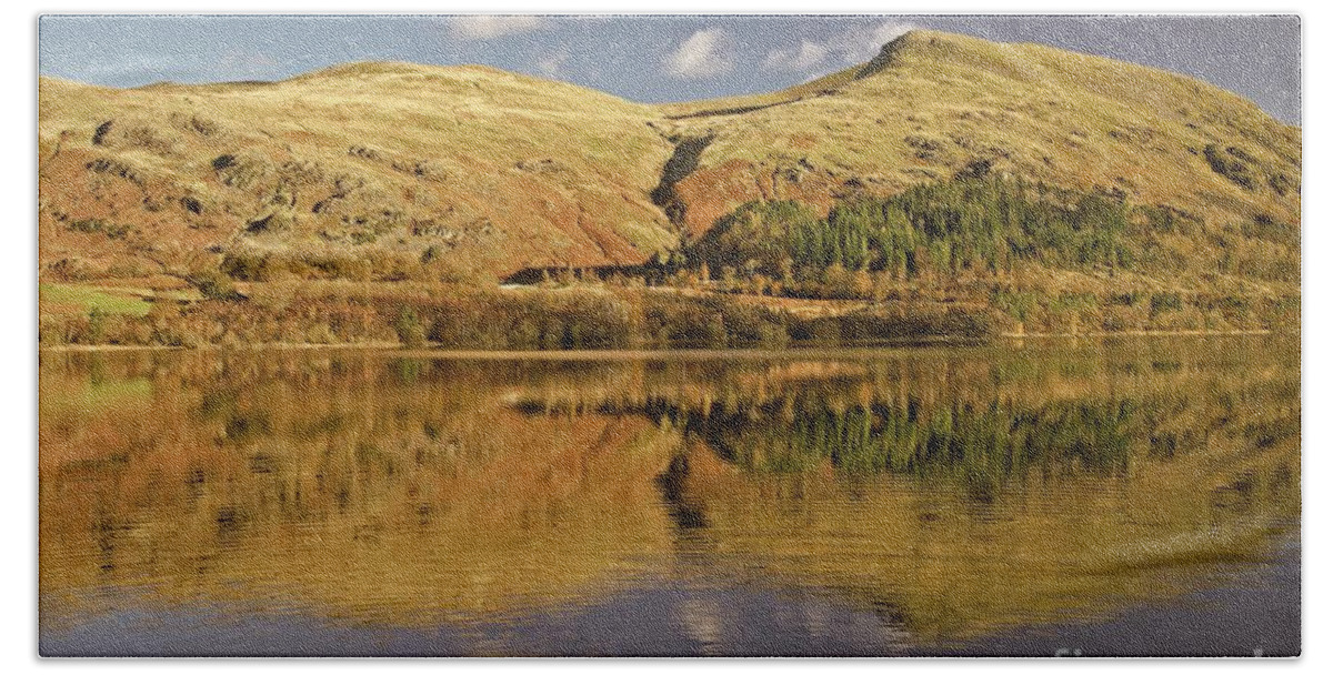 Helvellyn Hand Towel featuring the photograph Helvellyn Mountain Reflections by Martyn Arnold
