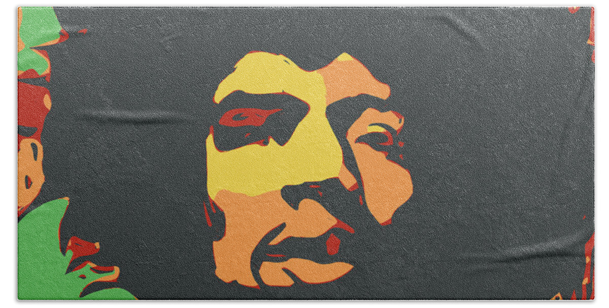 Hendrix Hand Towel featuring the painting Hendrix by Neal Barbosa