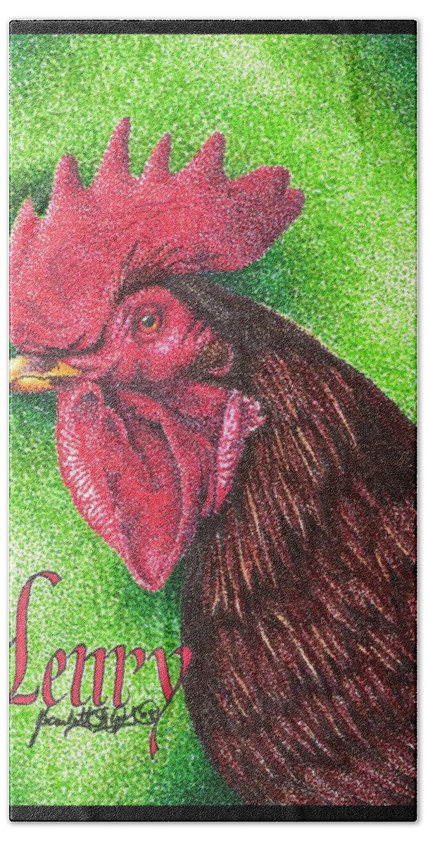 Rooster Bath Towel featuring the drawing Henry by Scarlett Royale