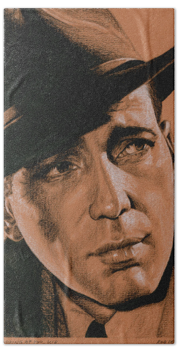 Humphrey Bogart Hand Towel featuring the drawing Here's looking at you, Kid by Rob De Vries