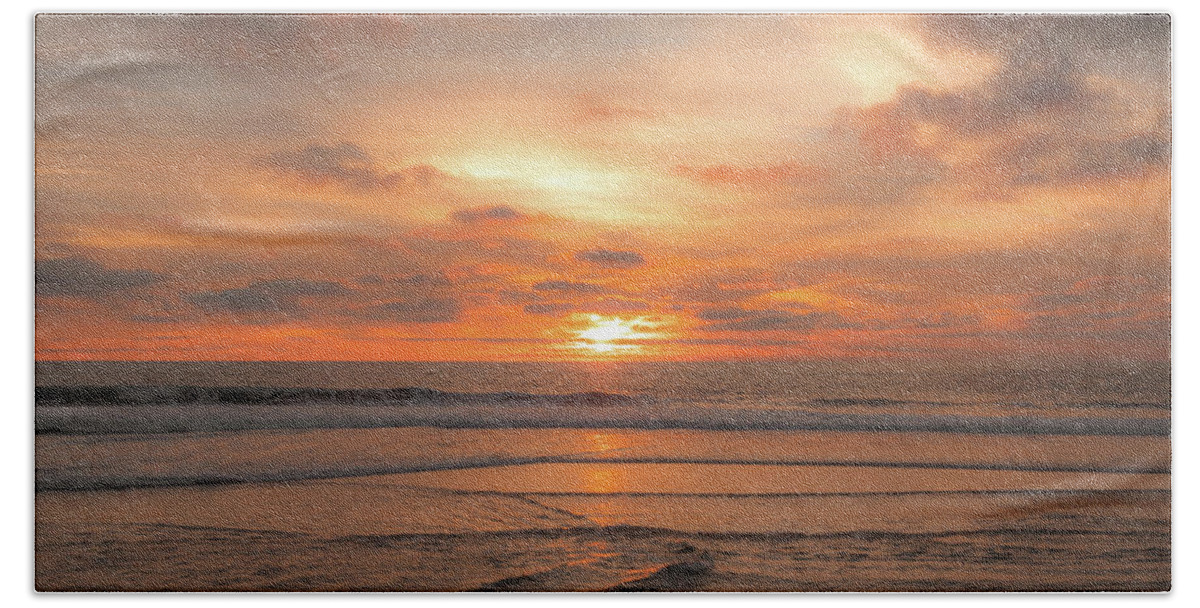 Ocean Hand Towel featuring the photograph Hermosa Sunset Classic3 by Michael Hope
