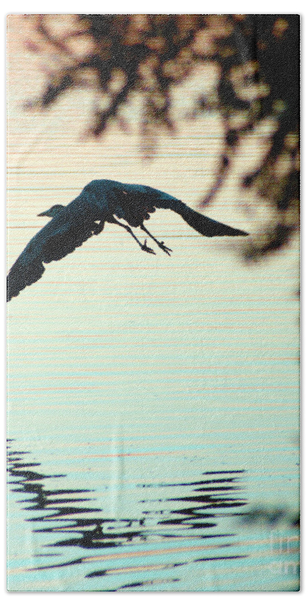 Clay Hand Towel featuring the photograph Heron At Dusk by Clayton Bruster