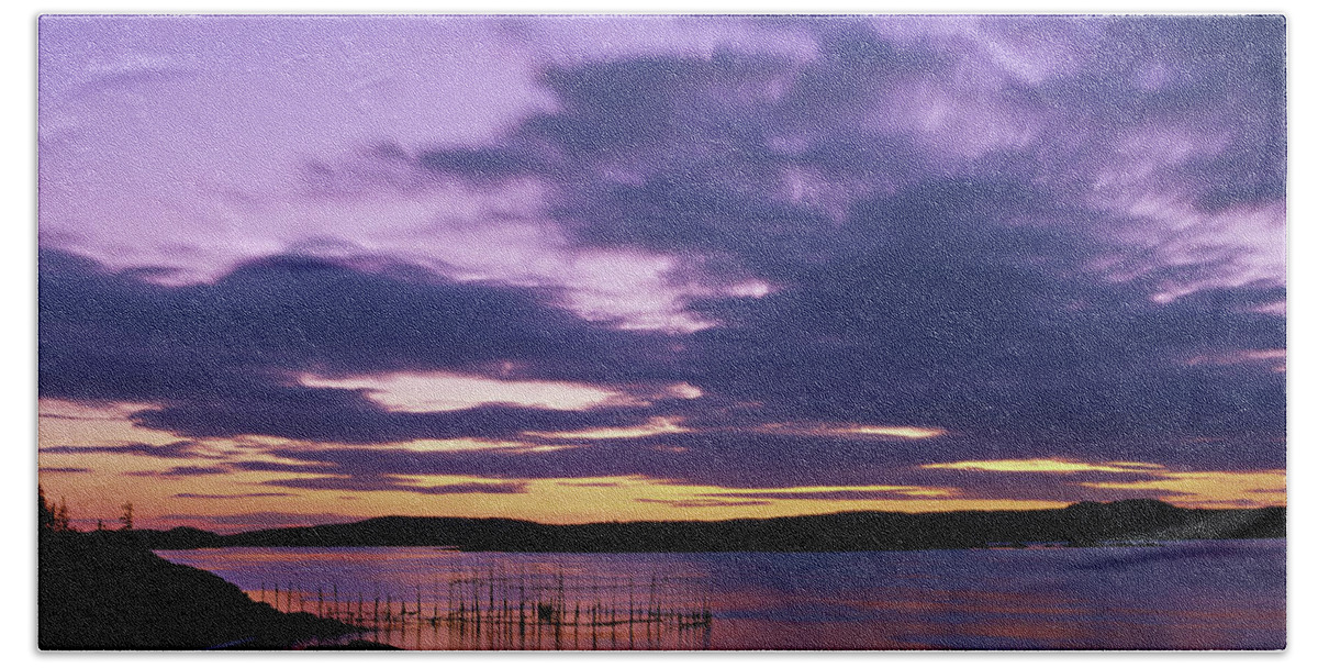 Campobello Island Hand Towel featuring the photograph Herring Weir, sunset by Gary Shepard