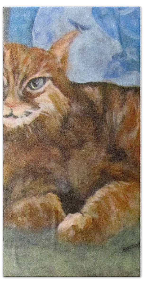 Cat Bath Towel featuring the painting Hey Diddle Diddle by Barbara O'Toole