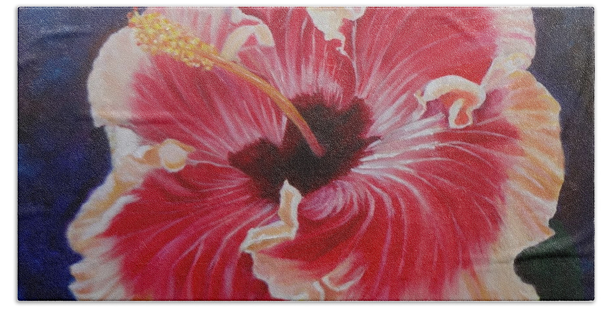 Reds Bath Towel featuring the painting Hibiscus by Jenny Lee