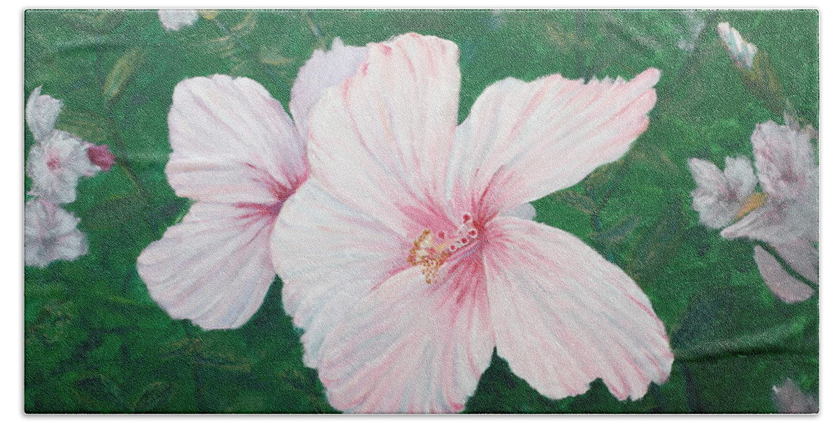 Flower Bath Towel featuring the painting Hibiscus by Mike Jenkins