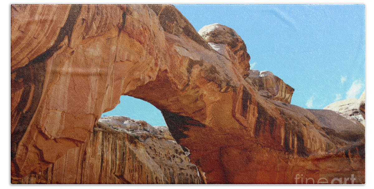 Hickman Bridge Hand Towel featuring the photograph Hickman Bridge Capitol Reef by Marty Fancy