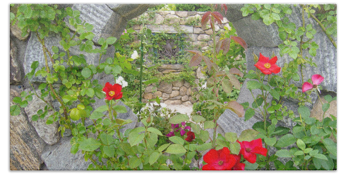 Roses Hand Towel featuring the photograph Hidden Jewel of a Secret Garden by Kristin Hatt