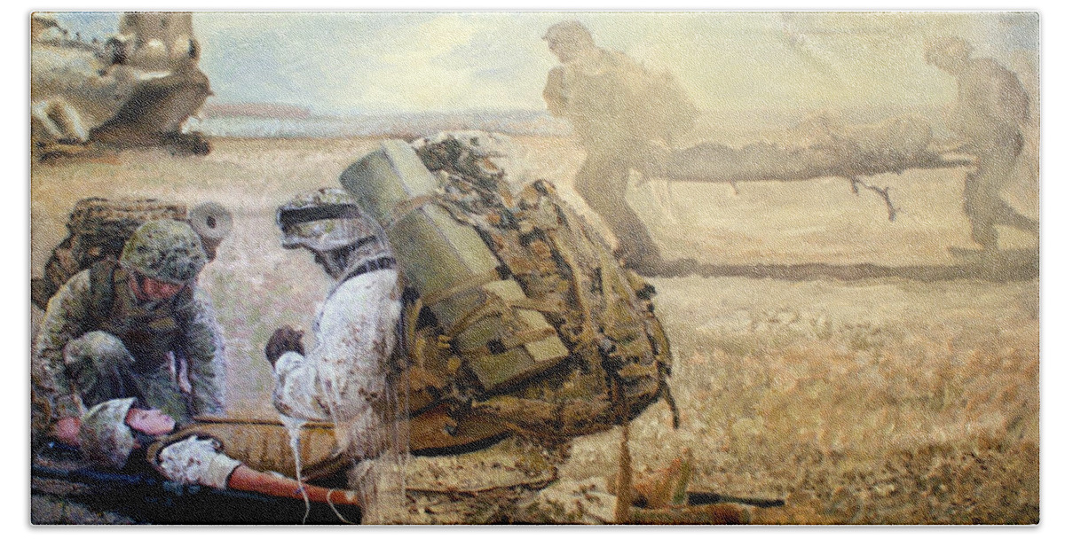 Military Art Bath Towel featuring the painting Hidden Wings by Todd Krasovetz