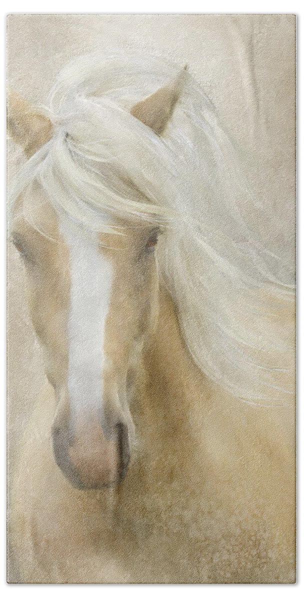 Horses Bath Towel featuring the painting Spun Sugar by Colleen Taylor