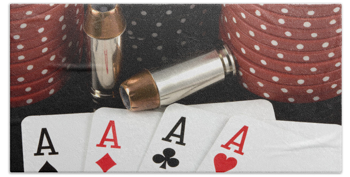 Aces Bath Towel featuring the photograph High Stakes Poker by Al Mueller