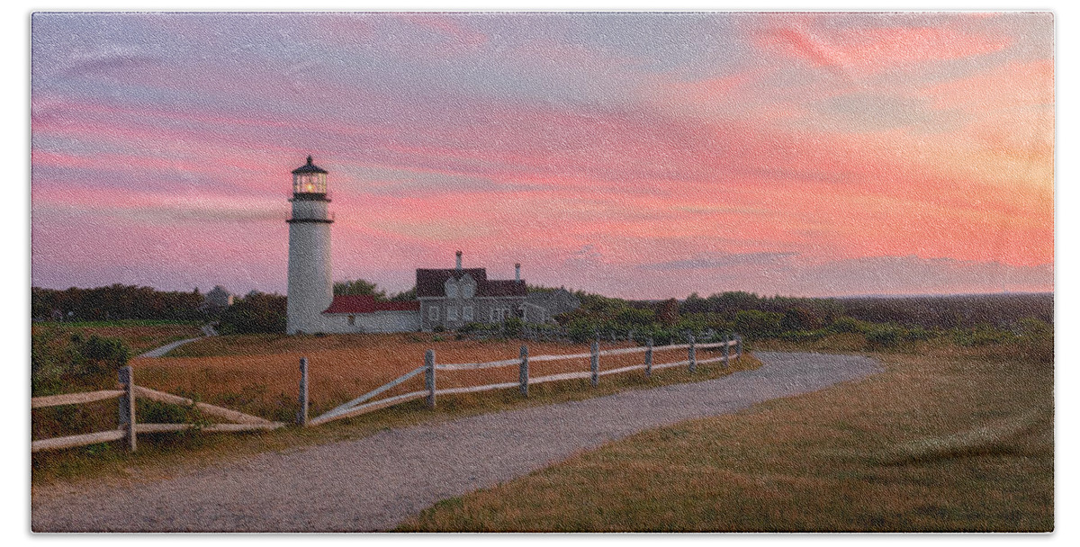 Lighthouse Bath Towel featuring the photograph Highland Light Sunset 2015 by Bill Wakeley