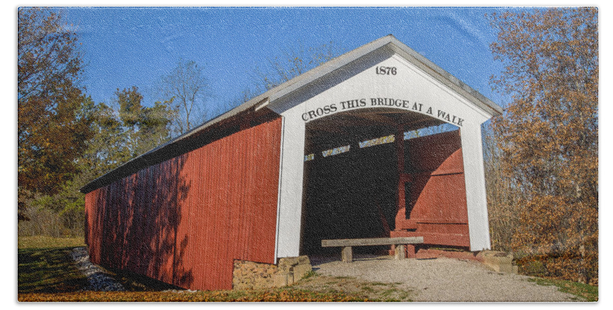 America Bath Towel featuring the photograph Hillsdale/Possum Bottom/Jackson's Ford covered bridge by Jack R Perry