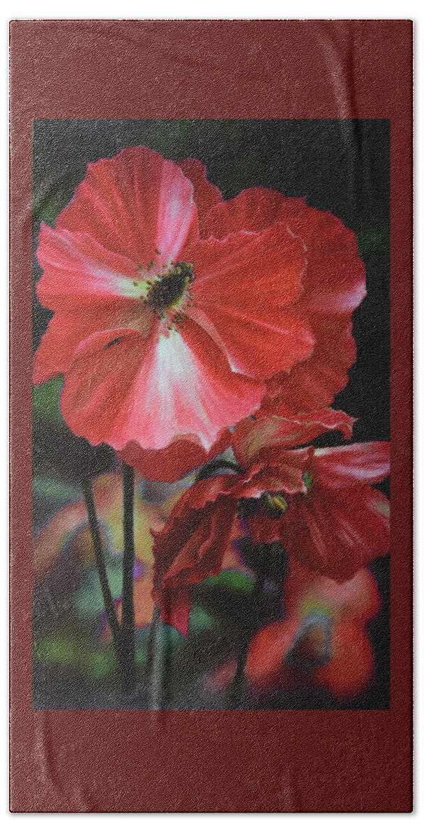 Flowers Hand Towel featuring the painting Red Himalayan Poppy by Lynne Pittard