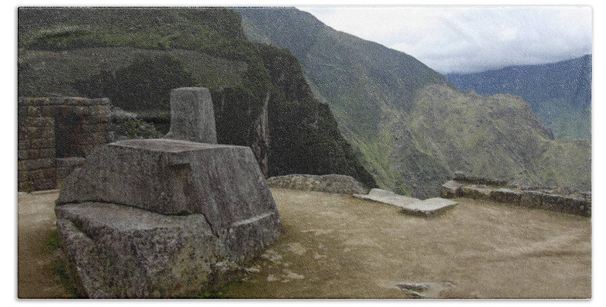 Machu Picchu Bath Towel featuring the photograph Hitching Post Of The Sun by Aidan Moran