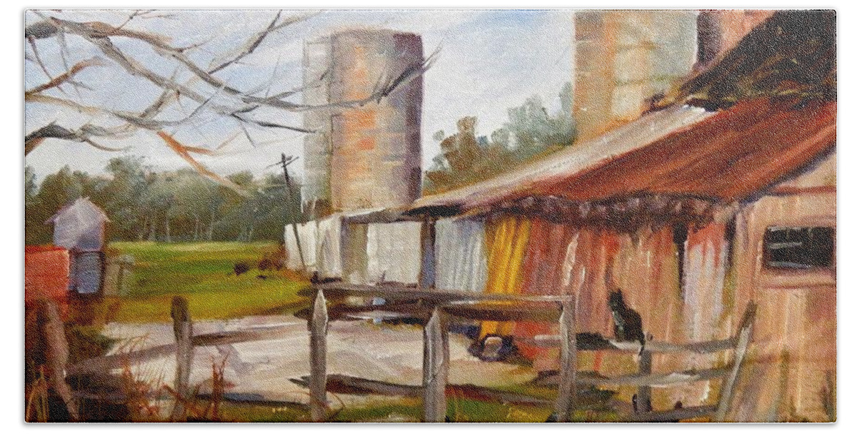 Farm Bath Towel featuring the painting Hodge Podge by K M Pawelec