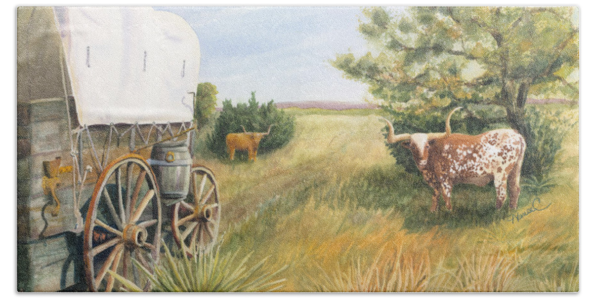 Nancy Charbeneau Hand Towel featuring the painting Home on the Range by Nancy Charbeneau