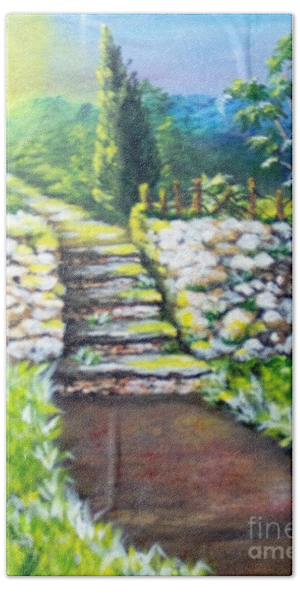 Stairs Bath Towel featuring the painting Hope by Saundra Johnson