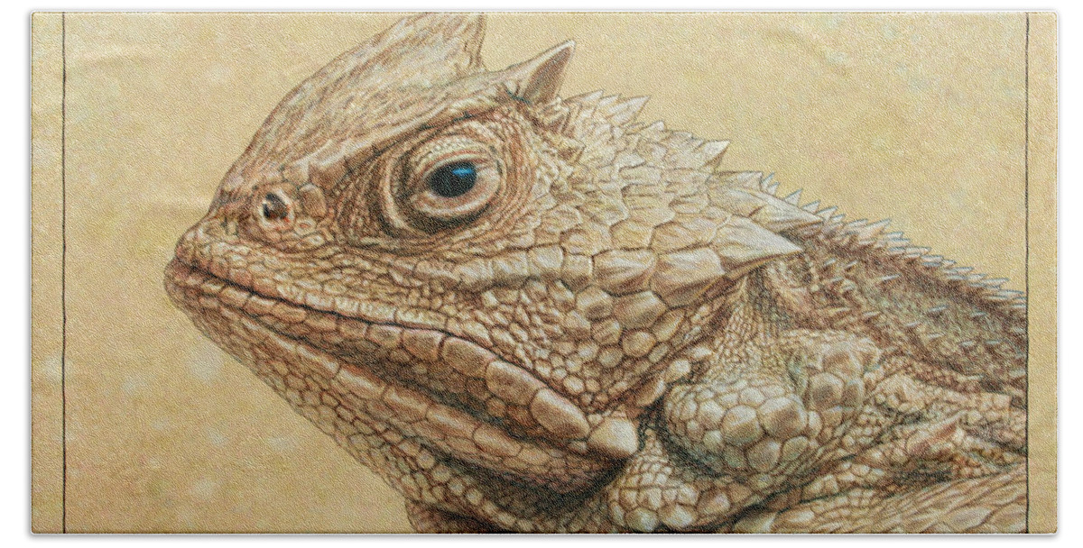 Horned Toad Bath Sheet featuring the painting Horned Toad by James W Johnson