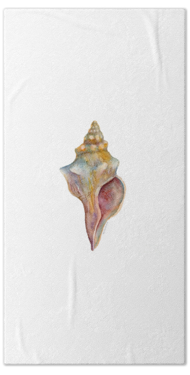 Conch Shell Painting Hand Towel featuring the painting Horse Conch Shell by Amy Kirkpatrick