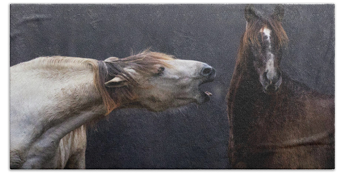 Horses Hand Towel featuring the photograph The Scolding by Art Cole