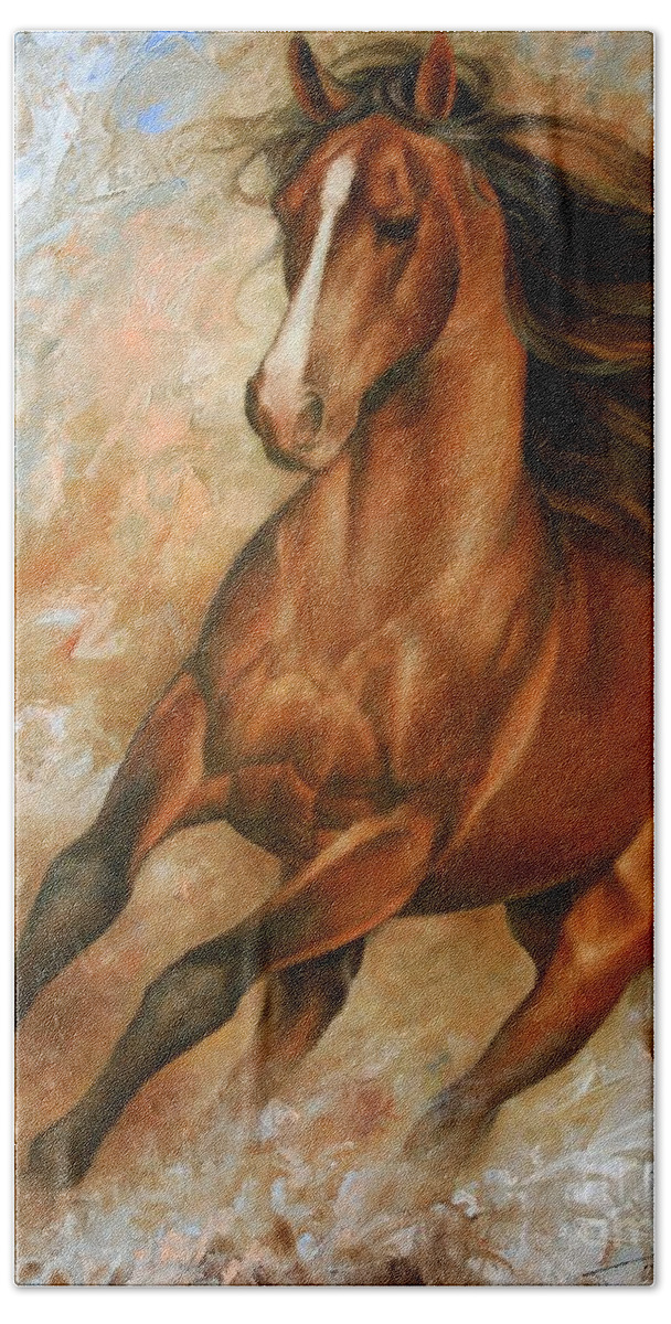 Horse Hand Towel featuring the painting Horse1 by Arthur Braginsky
