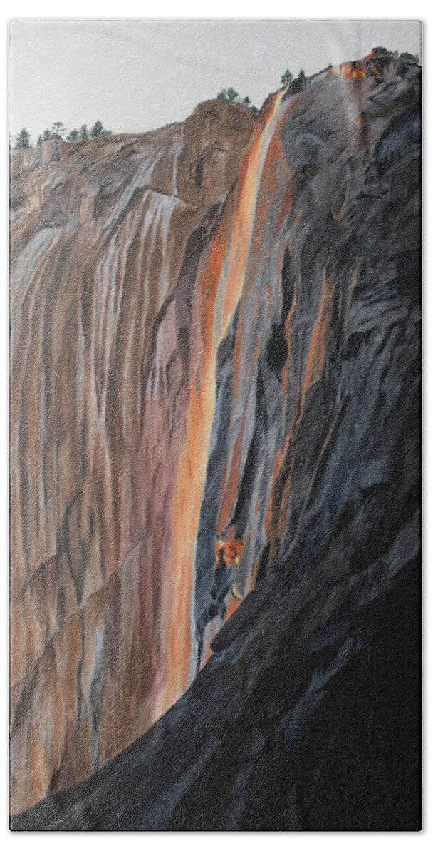 Horsetail Falls Hand Towel featuring the painting Horsetail Falls by Marg Wolf