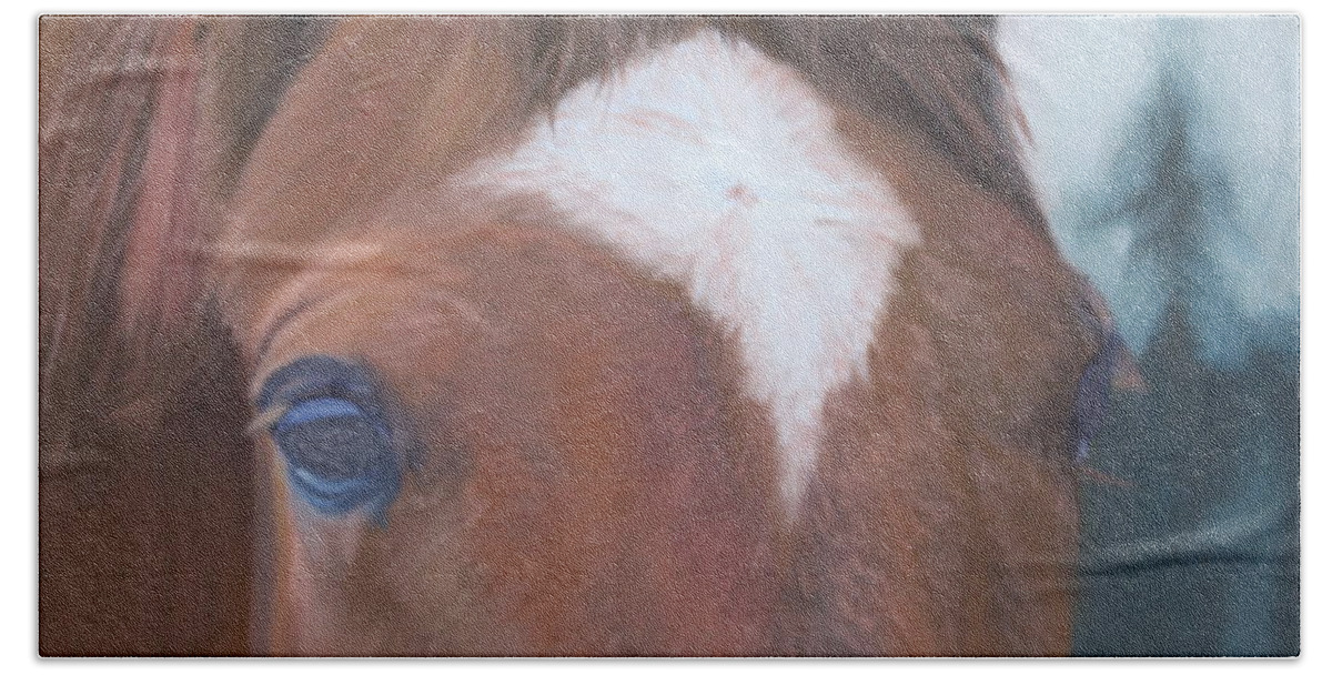 Horse Bath Towel featuring the painting Horsing Around by Mike Jenkins