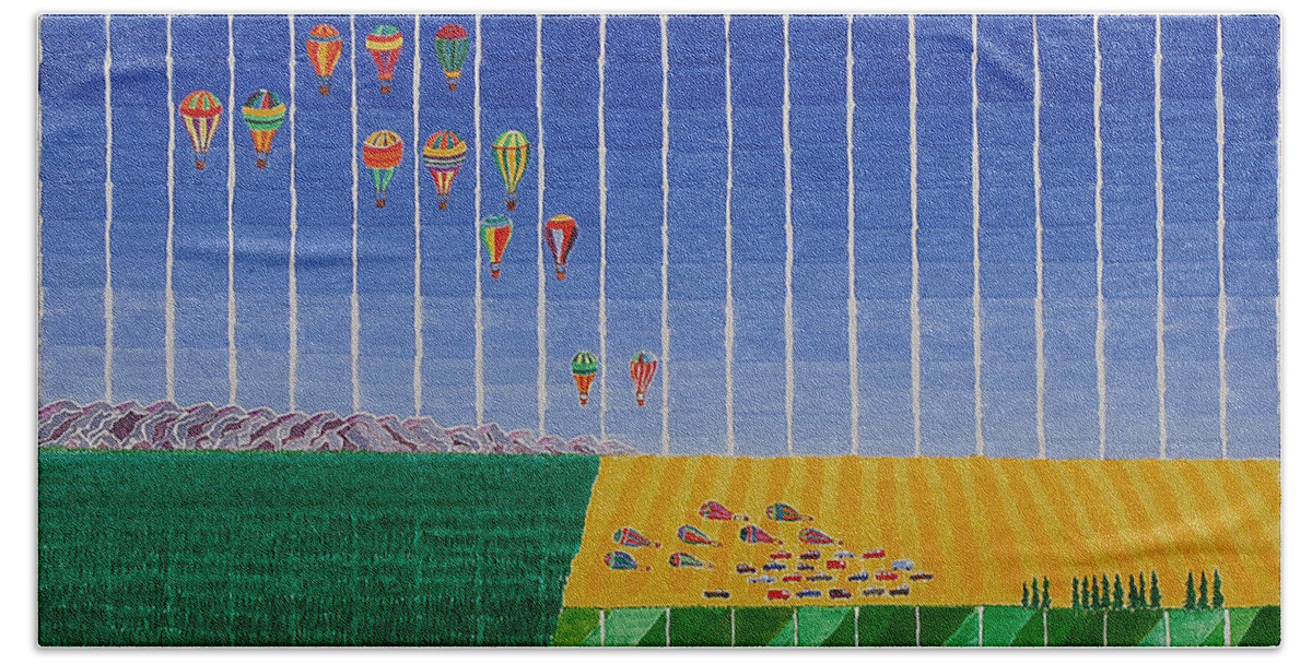 3d Bath Towel featuring the painting Hot Air Balloon Party by Jesse Jackson Brown