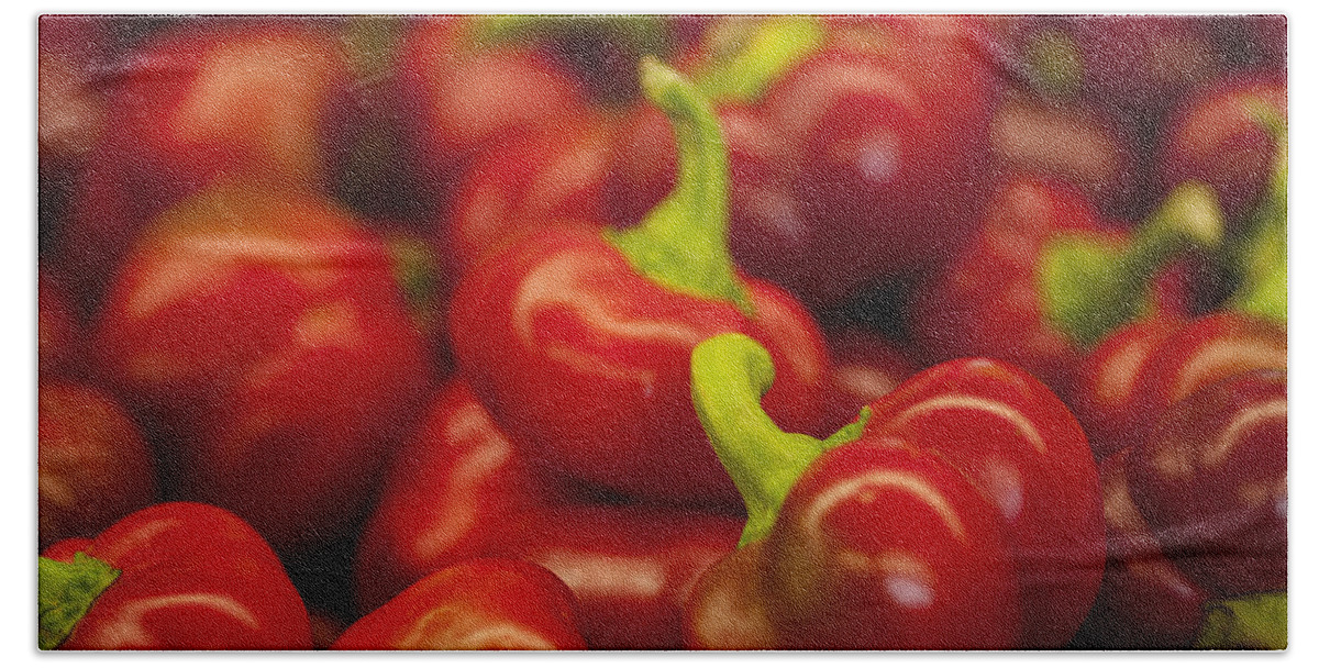 Abundance Bath Towel featuring the photograph Hot cherry peppers by Brian Green