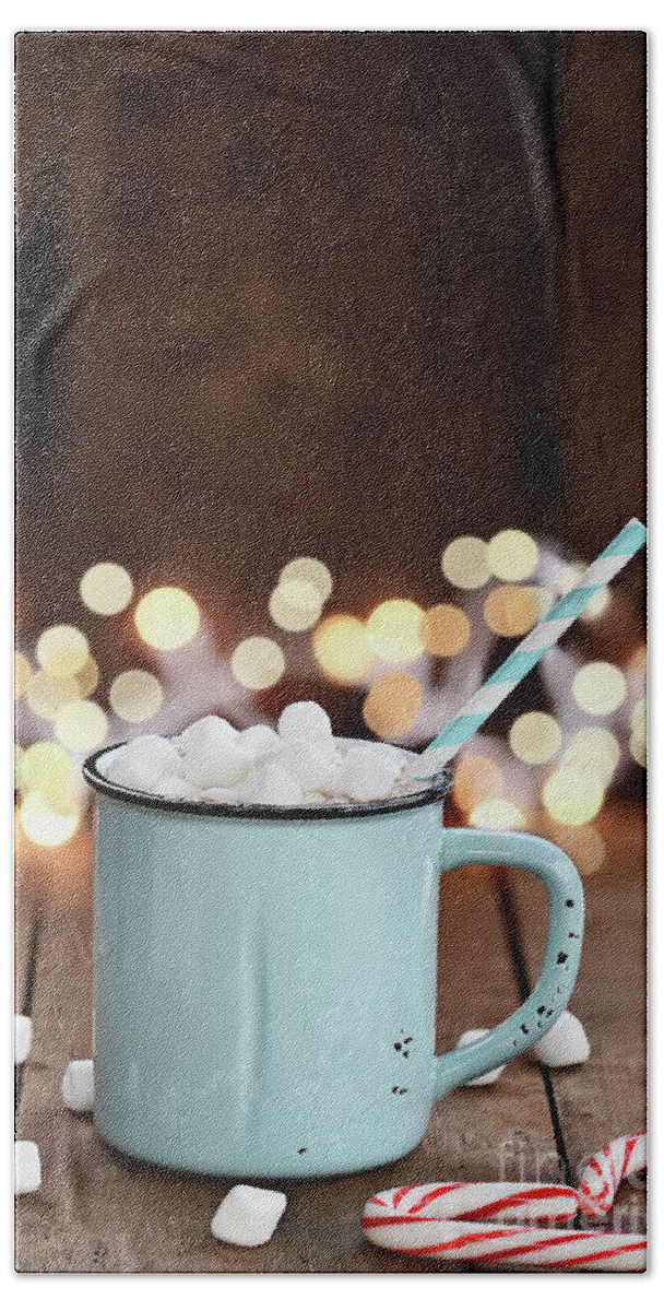 Hot Chocolate Bath Towel featuring the photograph Hot Cocoa with Mini Marshmallows by Stephanie Frey