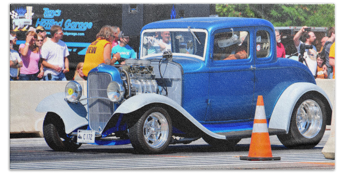 Drag Bath Towel featuring the photograph Hot Rod Dragster by Mike Martin