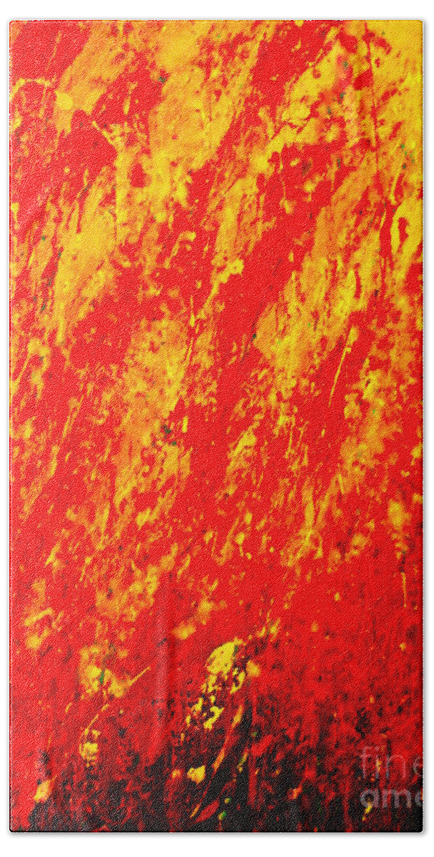 Abstract-painting-mixed-media Bath Towel featuring the painting Hot Tamale by Catalina Walker