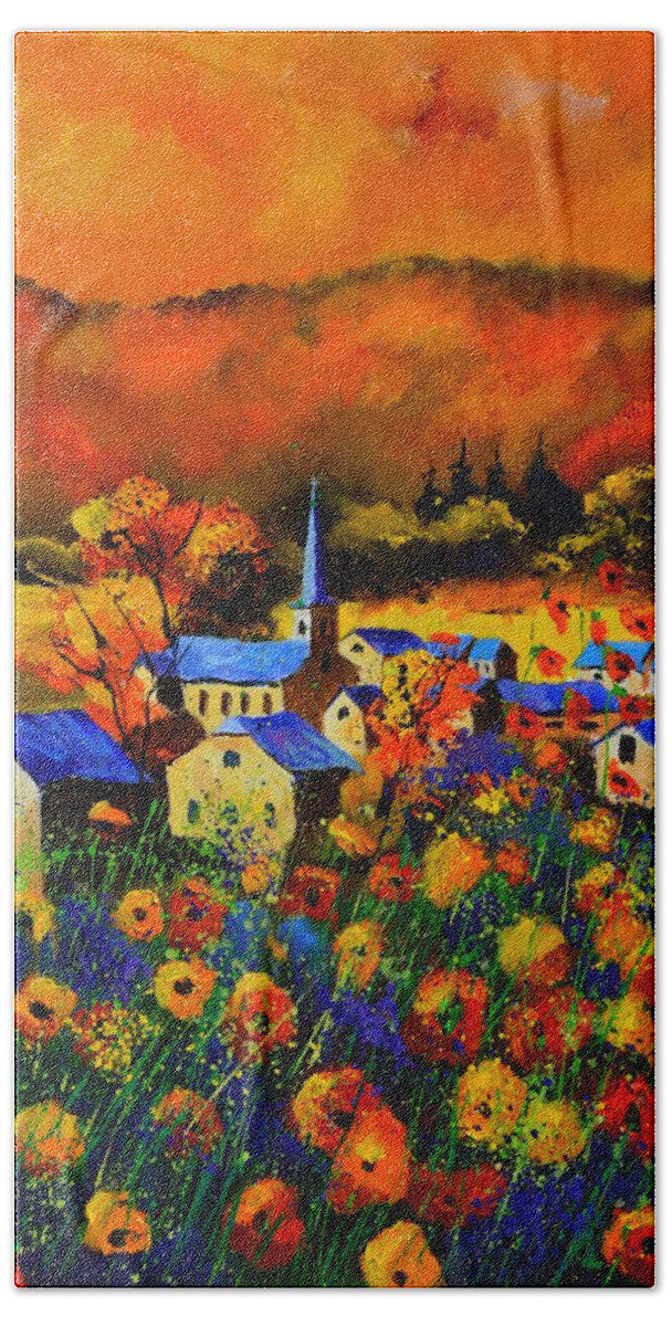 Landscape Bath Towel featuring the painting Houroy 675180 by Pol Ledent